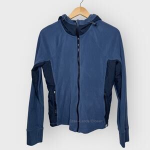 Abercrombie & Fitch Womens Fleece Zip Jacket Large Blue Colorblock Fleece Sporty